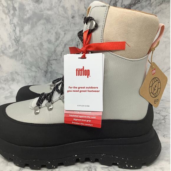 FitFlop Womens 8 Black Mix Neo D Hyker Waterproof Fabric Suede Boots P36-7 - Picture 8 of 11